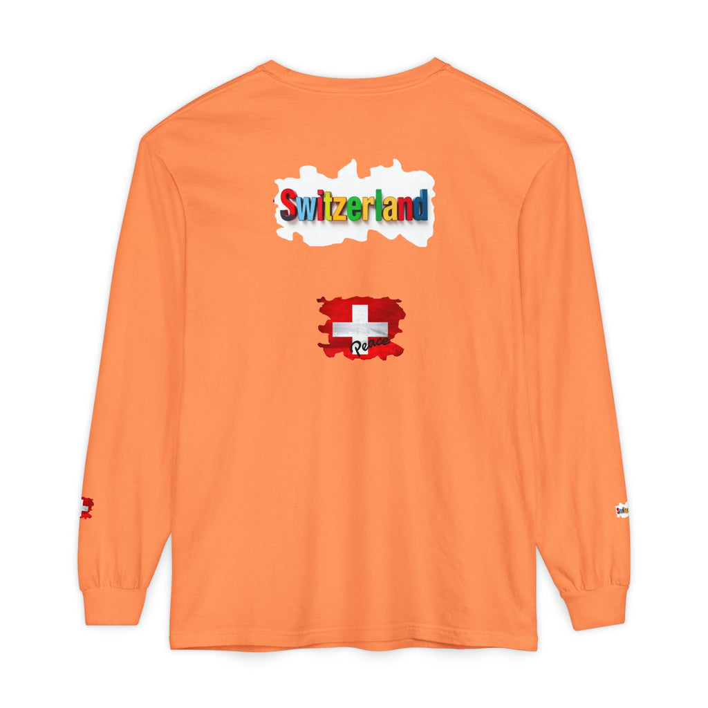 Switzerland Color Block Long Sleeve T-Shirt — Swiss Flag Graphic