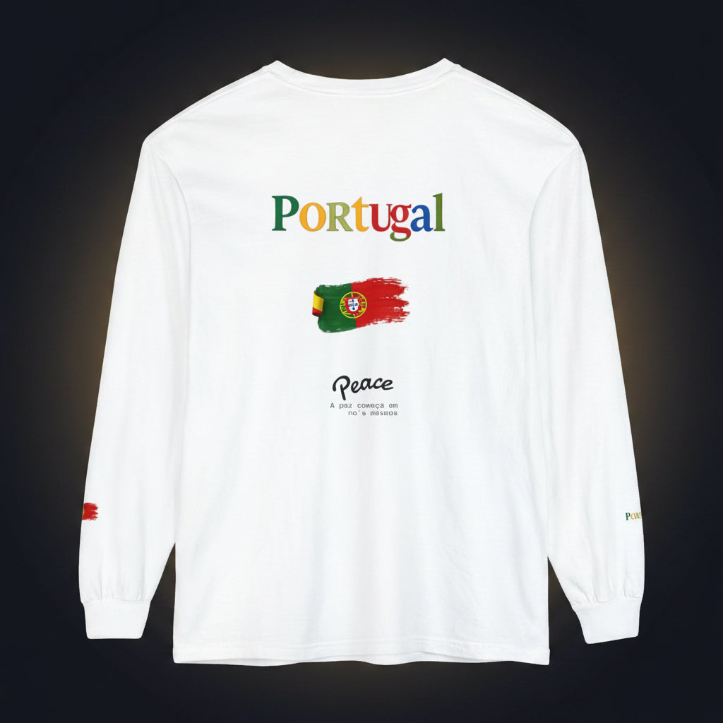 Portugal Flag Long Sleeve Tee — 'Peace' Graphic Travel Shirt