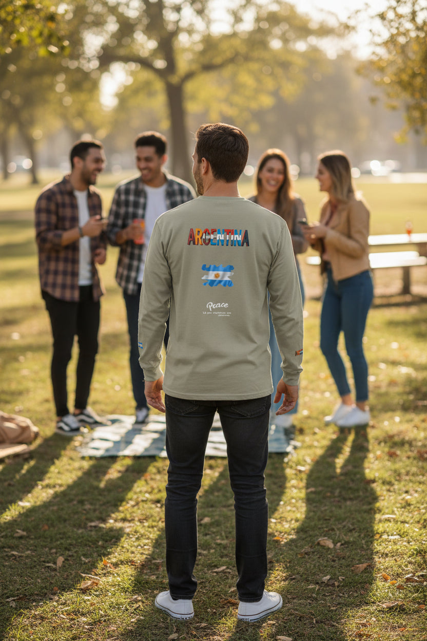Argentina Flag Long Sleeve Tee- Peace