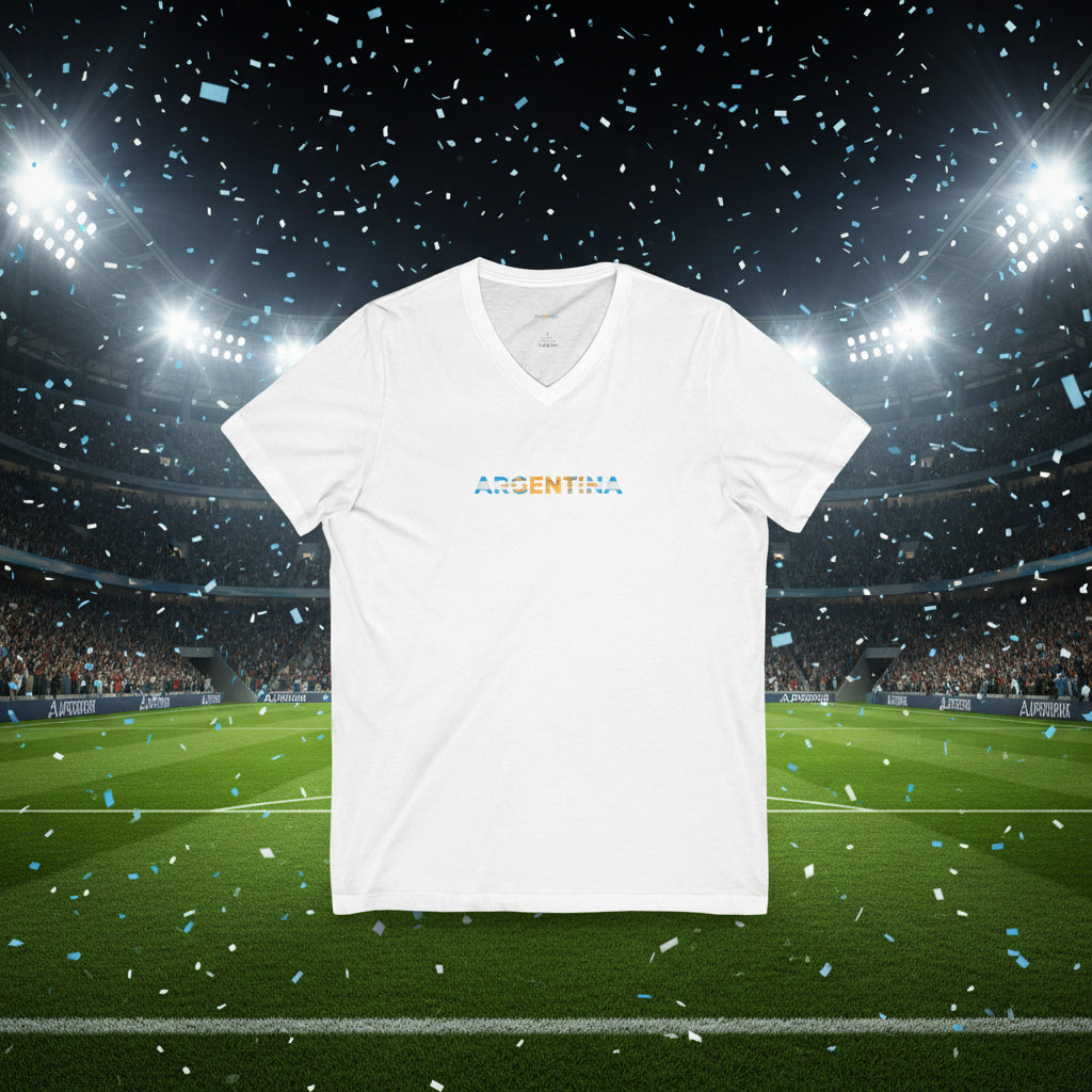 Argentina Soccer V-Neck Tee  100% cotton