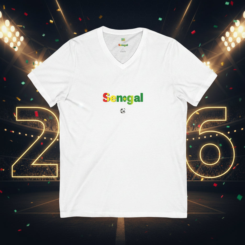 Senegal Soccer V-Neck Tee