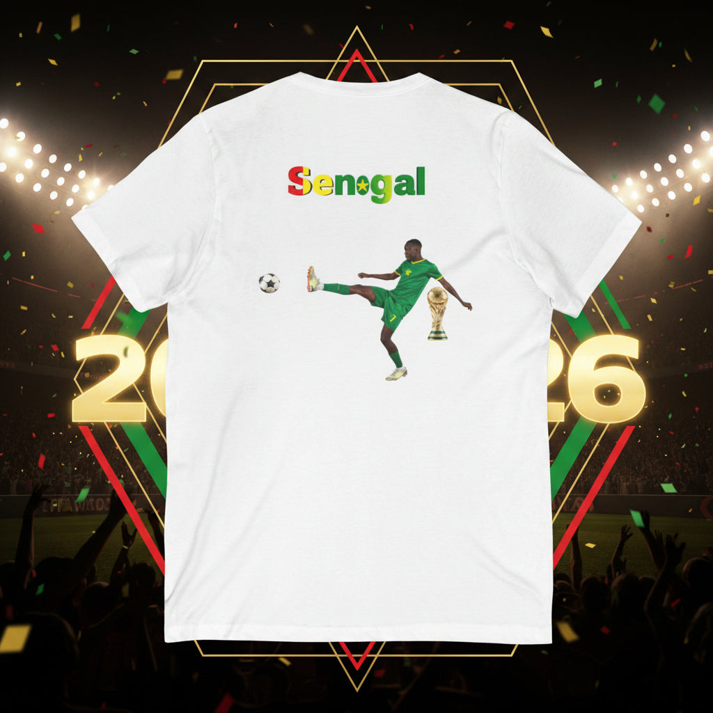 Senegal Soccer V-Neck Tee